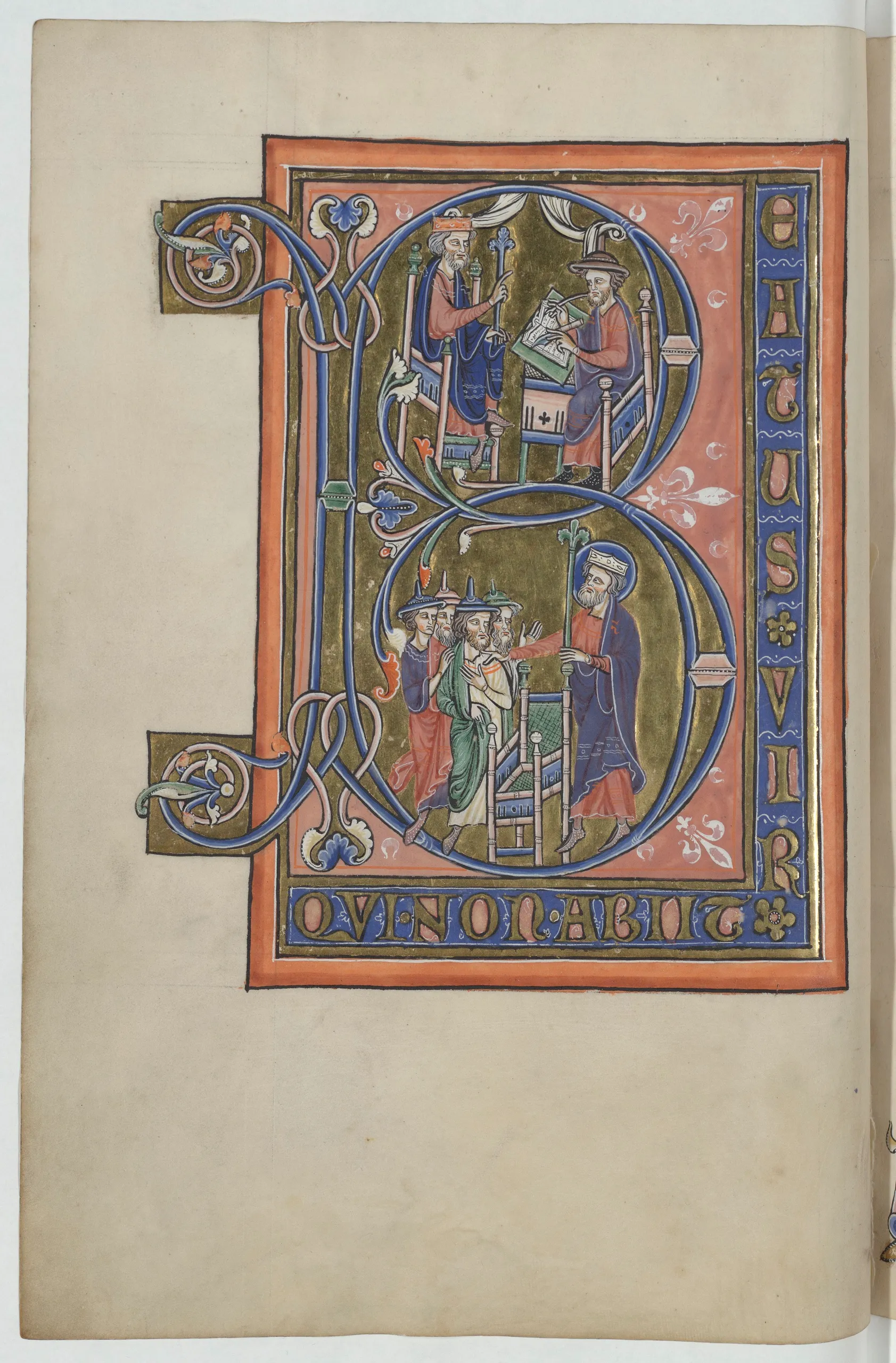 Anonymous Parisian illuminator, Psałterz Blanki Kastylijskiej: Beatus vir (Psalm 1)